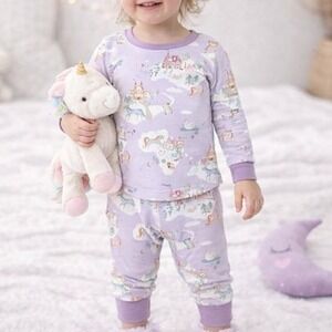 Lazy Bones 18-24M Bamboo 2 Piece Set Dreamland Unicorn Castle Fairytale Pajamas